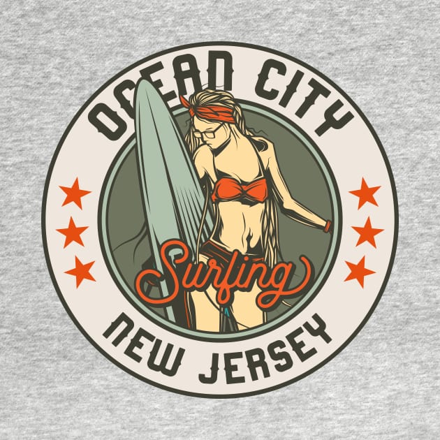 Vintage Surfing Badge for Ocean City, New Jersey by SLAG_Creative